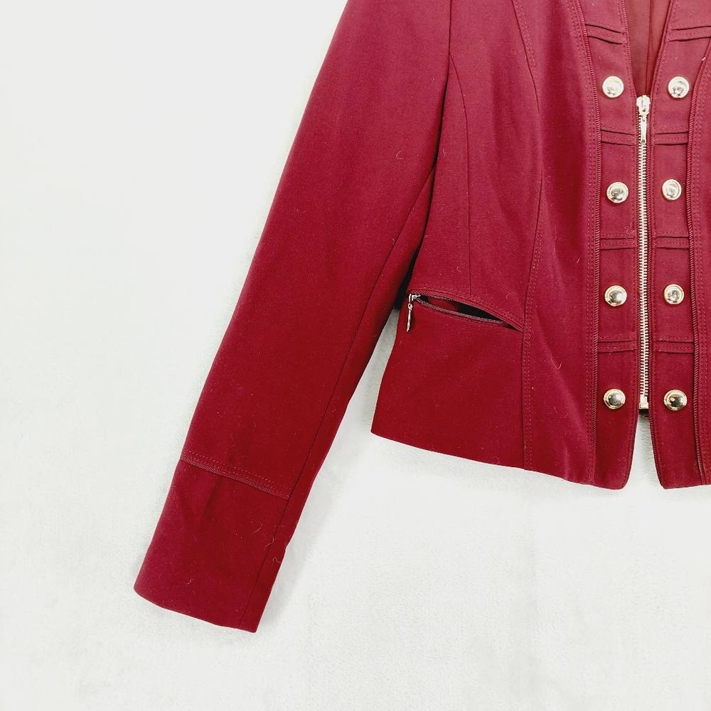White House Black Market Cardinal Red Military Ponte Jacket Blazer P3126 - Picture 4 of 9